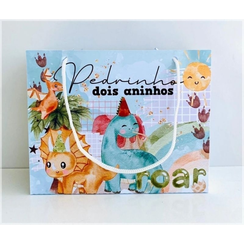 Sacolinha Personalizada DINOSSAUROS/Lembrancinha/Aniversário/PEGUE E MONTE