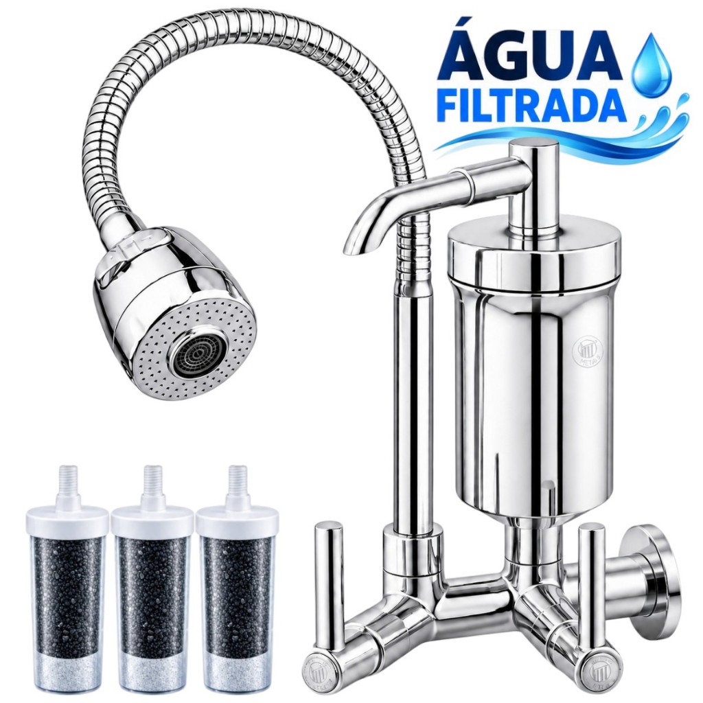 Torneira Cozinha Filtro Flexível Dois Jatos