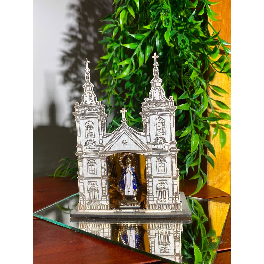 Capela Mini Oratório Basílica Velha Nossa Senhora Aparecida Gravada 15cm Enfeite Religioso
