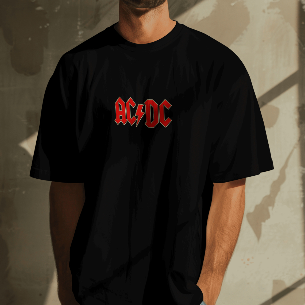 Camiseta Oversized AC/DC Streetwear Camisa Masculina Algodão Premium Heavy Estampa Rock