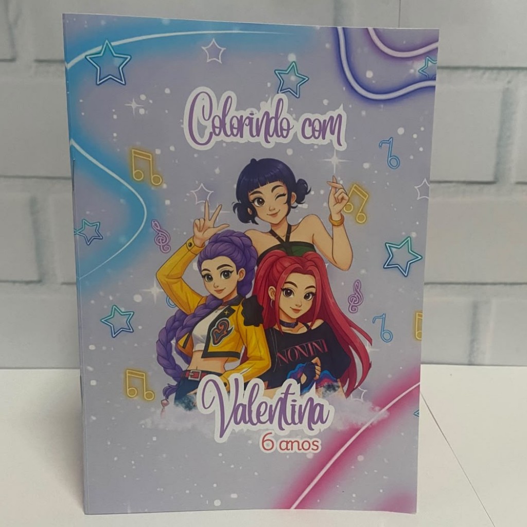 Livrinho de Colorir Personalizado GUERREIRAS DO KPOP | Lembrancinha Festa Infantil Aniversário Menino Menina