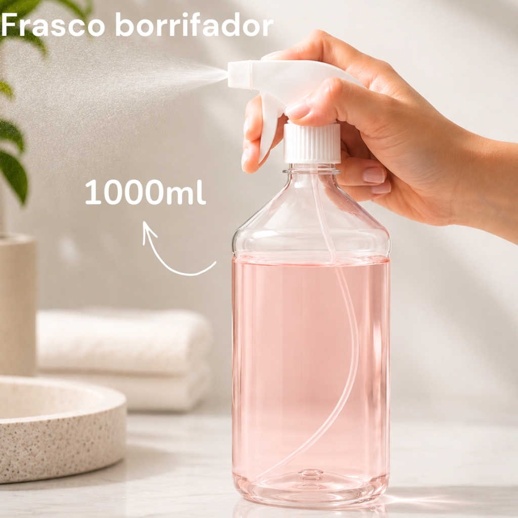 Frascos Pet Borrifador Spray 1000ml Cilíndrico Gatilho Pulverizador - Kit 04 Unidades — imagem 2 de 2