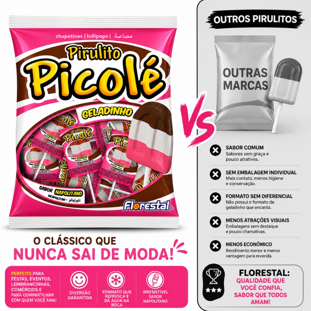 Pirulito Picolé Napolitano C/50 Unidades Florestal — imagem 2 de 2