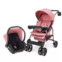 Kit Carrinho Bebê Theros + Bebê Conforto rosa Travel System Tutti baby
