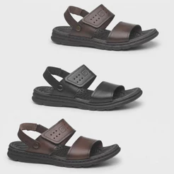 Sandália Papete Masculina Pegada Tiras Couro Velcro Conforto