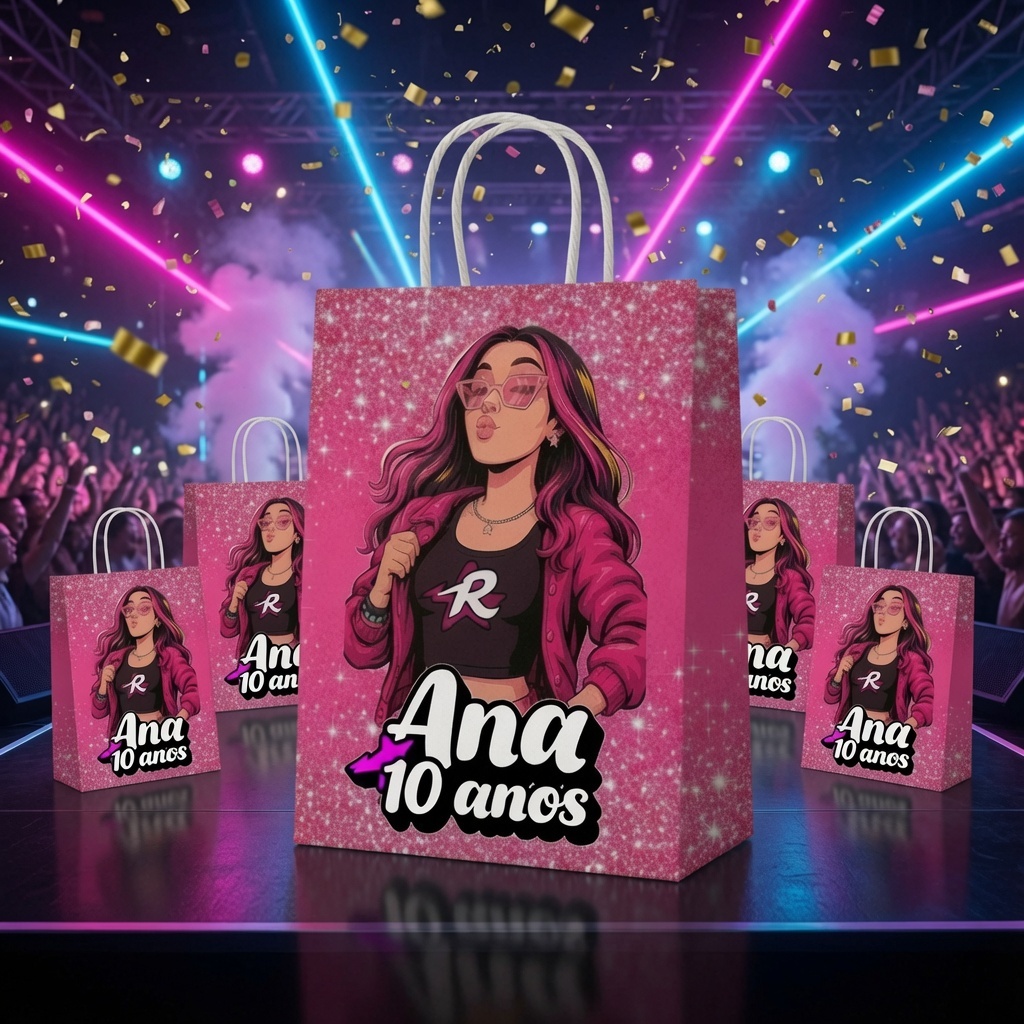 Sacolinha Personalizada Emilly Vick Lembrancinha Festa Infantil Nome e Idade 10/20/30/40 unidades