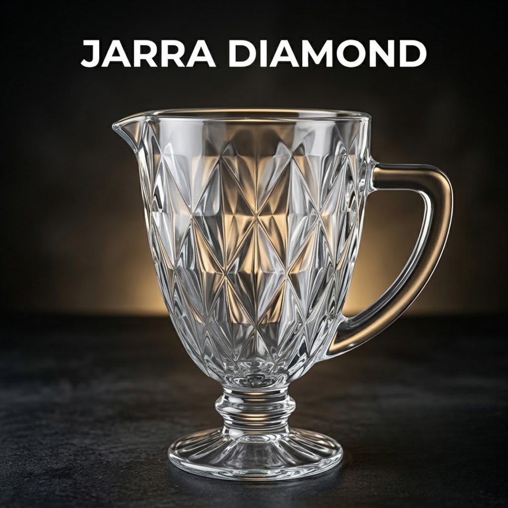 Jarra Luxo Diamond Vidro Transparente 1,2L Resistente Jarra Grande para suco agua chá