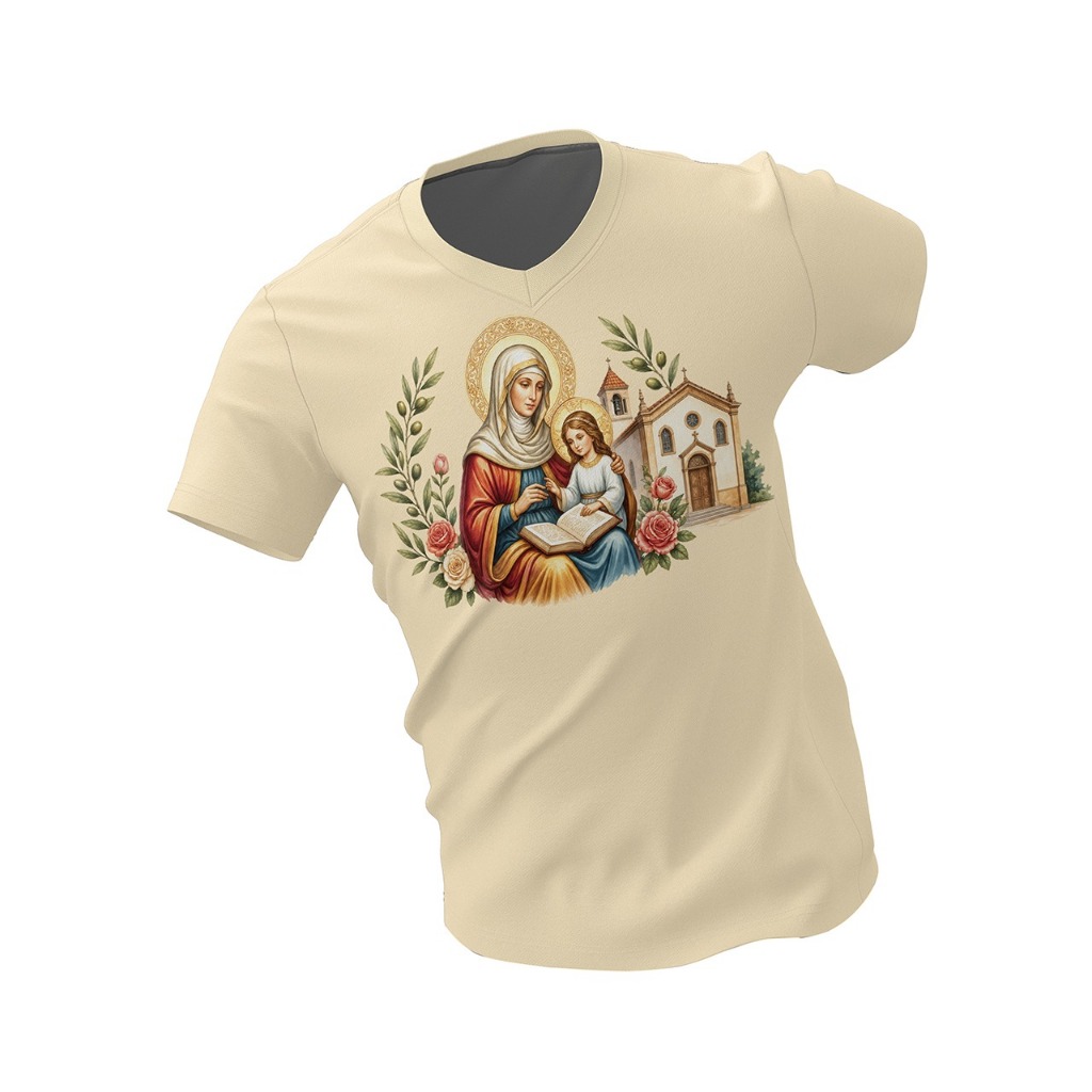 Camisa/Camiseta Casual  Romaria/ Santana/Sant'Ana com proteção uv Masclino/Feminino e Infantil