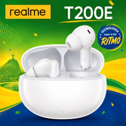 Realme Buds T200 E–Fone Sem Fio Bluetooth 5.4, Fone De Ouvido, IPX4 Prova D'Água, 45h de Bateria, Microfone Embutido