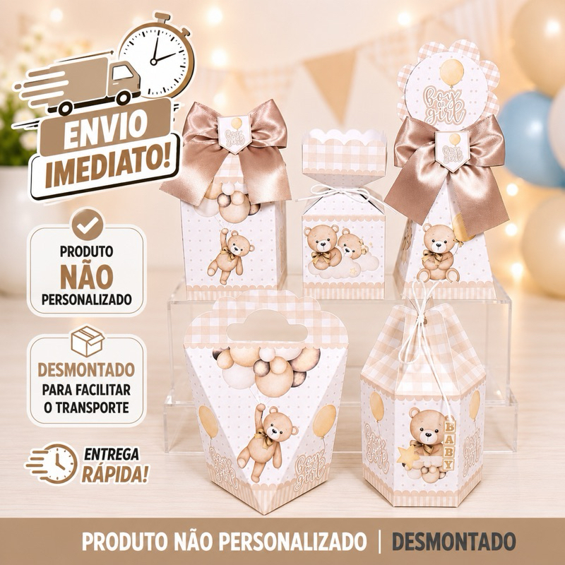 Caixinhas 10~30 CHÁ REVELAÇÃO NUDE - Caixinhas para Decoração e Lembrancinhas para Festa.