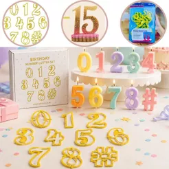 CORTADOR NUMEROS GLAMOUR 8,5CM - 14 PEÇAS (BLUE STAR)(CHOCO)