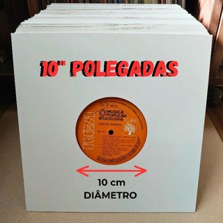 Capas p/ Disco de Vinil 10" Polegadas 78 Rpm Branca 240 grs | Para Rótulos 10cm Diâmetro