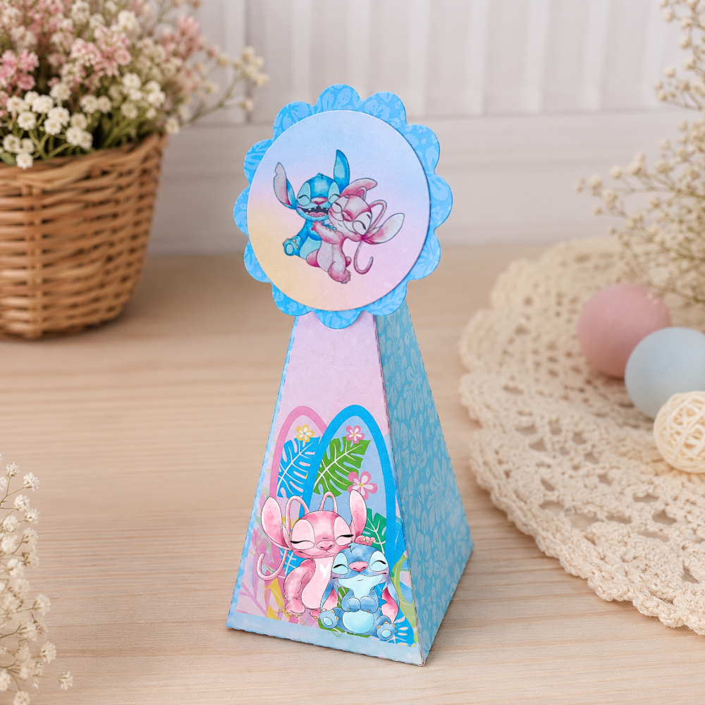 Caixinhas STITCH E ANGEL - Caixinhas para decoração e lembrancinha de aniversário - (Pegue e Monte)