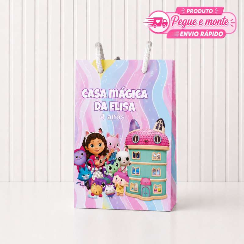 Sacolinha Pequena A Casa Mágica da Gabi Lembrancinha Personalizada para Festa Aniversário