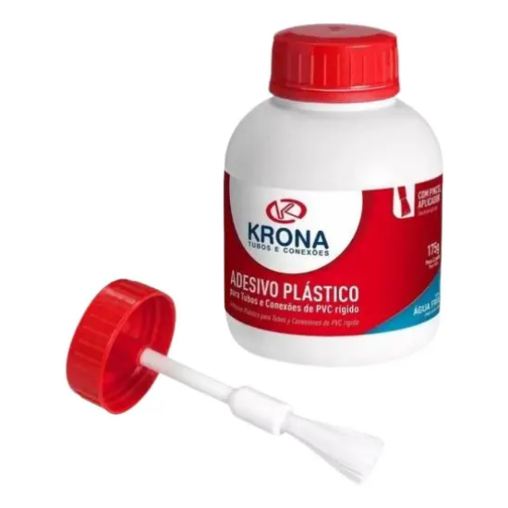 Cola Para Cano Krona Adesivo Plástico PVC Incolor 175g Kit 1, 2 e 3un