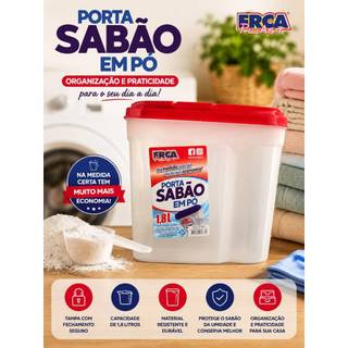 Porta Sabão em Pó e Porta Percarbonato 1kg  Tampa Direcionadora Organizador Lavanderia Plástico Dispenser