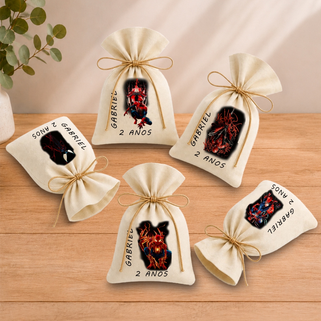 Kit 20 Saquinhos Lembrancinha Personalizada Festa Infantil Aniversário Homem Aranha M 2 11x17