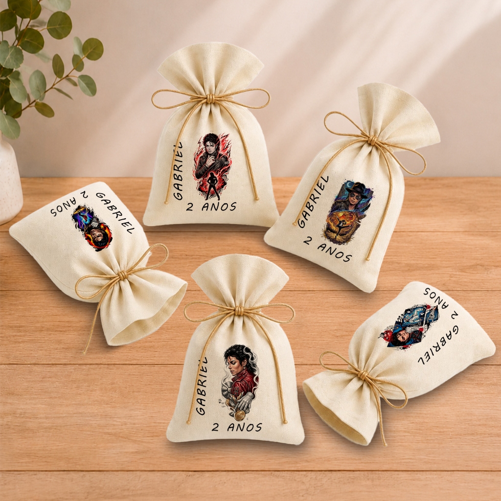 Kit 20 Saquinhos Lembrancinha Personalizada Festa Infantil Aniversário Michael Jackson M2 11x17