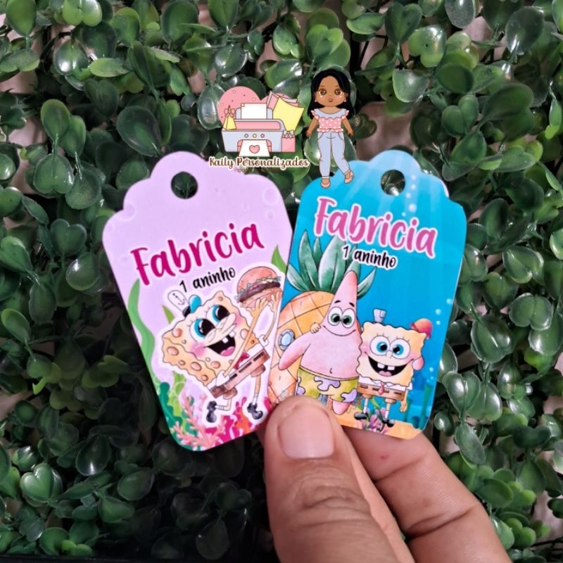 Tags Personalizadas para Lembrancinha Bob Esponja/ Festa infantil