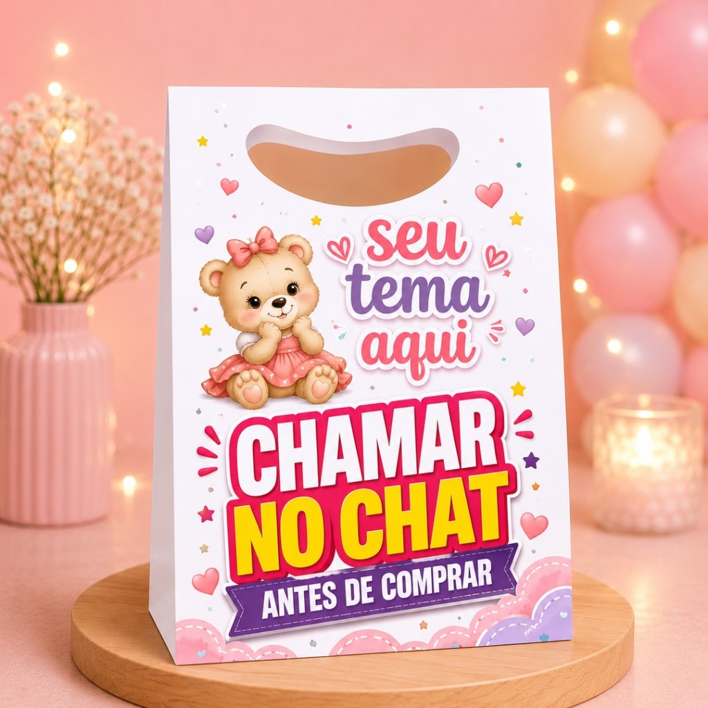 Sacolinhas Personalizadas Lembrancinhas Festa Infantil Aniversário Qualquer Tema Nome e Idade