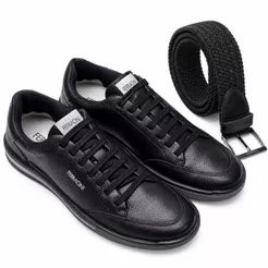 Combo Sapatenis Masculino Casual Com Cinto Elástico Ferracini Práticidade Conforto Para Trabalho festas Casamento
