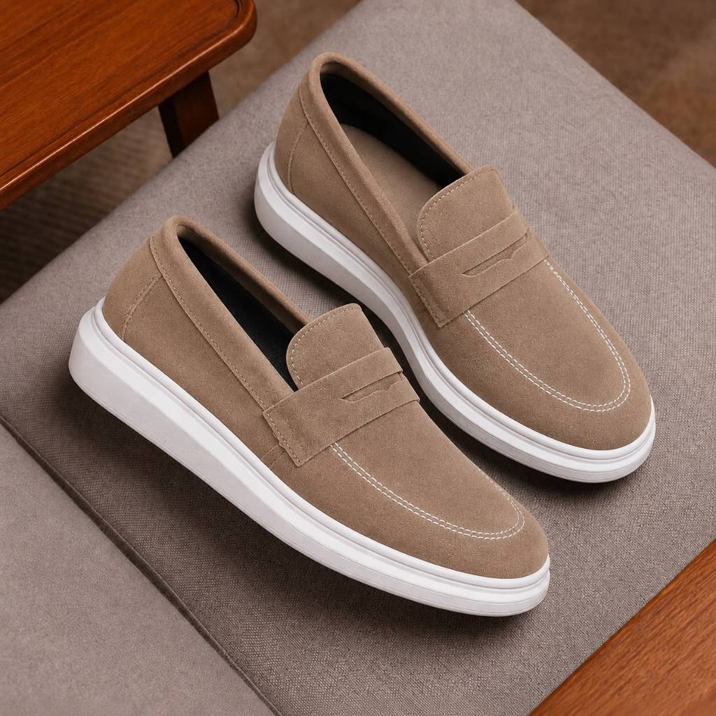 Mocassim Sapato Oxford Masculino Slip On Drive Solado Alto Moderno