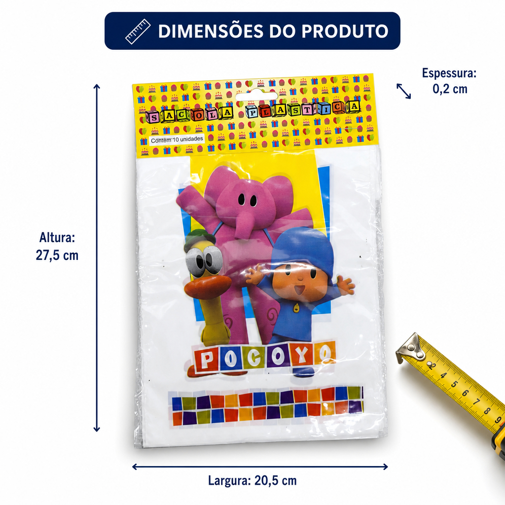 Sacolinha Plástica Surpresa Pocoyo Festa Infantil Aniversário Lembrancinha Kit Doces