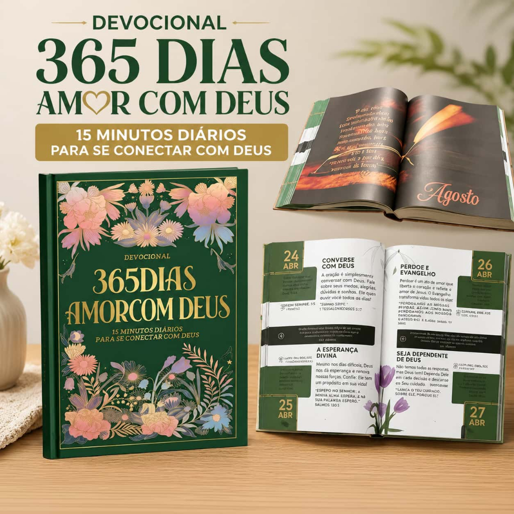 Livro Devocional 365 Dias De Amor Com Deus De Amor 15 Minutos Deus Porções Diárias de Fé Edição