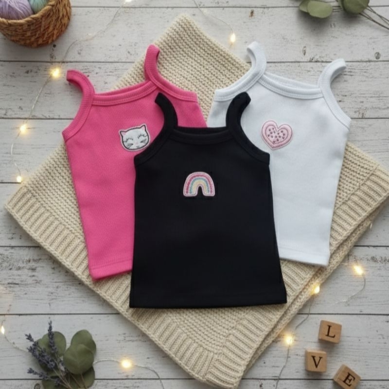 blusinha regata de alcinha ribana canelada infantil menina
