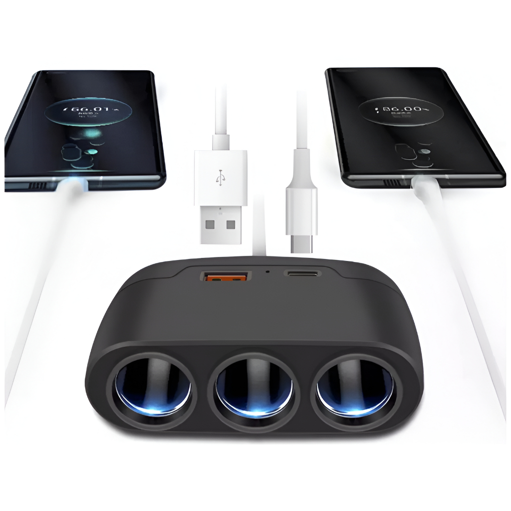 Acendedor USB Tipo C De Automovél Carregador Carro Adaptador Extensão Veicular Auto Incar Aquecedor