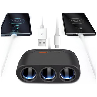 Acendedor USB Tipo C De Automovél Carregador Carro Adaptador Extensão Veicular Auto Incar Aquecedor