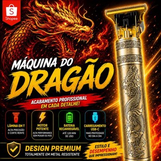 Máquina de Cortar Cabelo Dragão Aparador de Barba Masculino Sem Fio USB