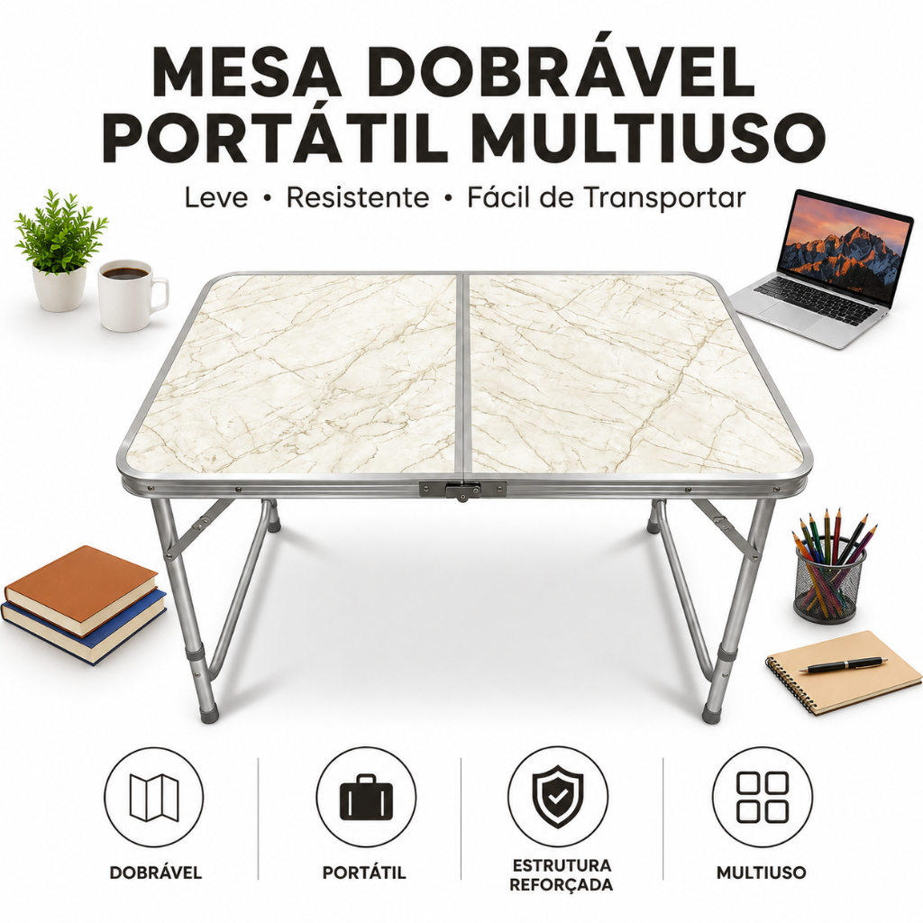 Mesa Dobrável Portátil para Notebook Estudos Camping e Escritório