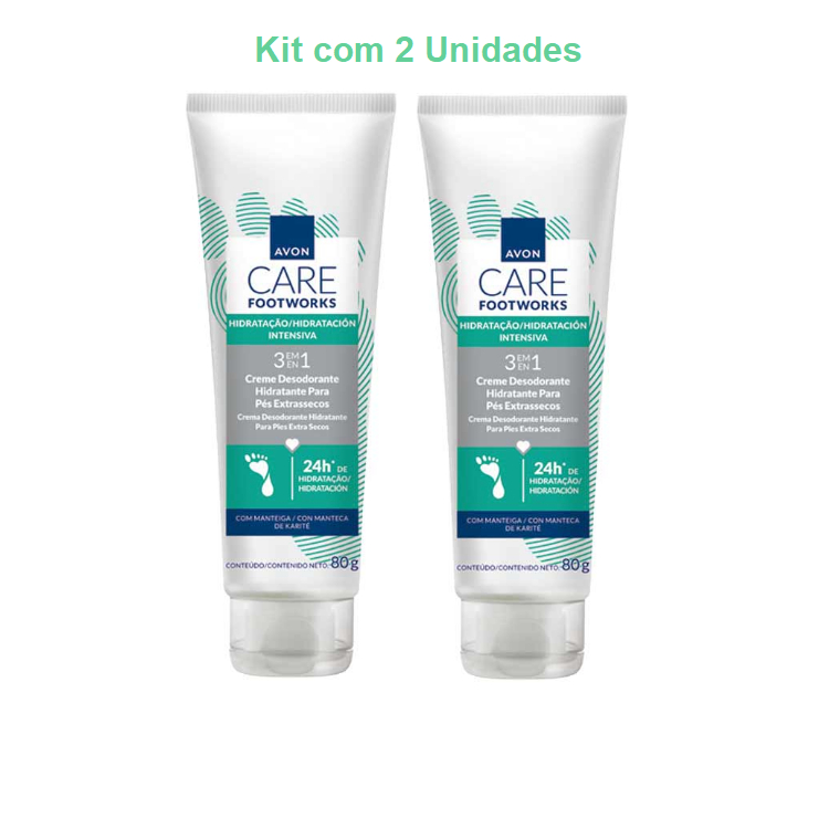 Creme Desodorante de Hidratação para Pès Extrassecos Footworks Avon Kit com 2