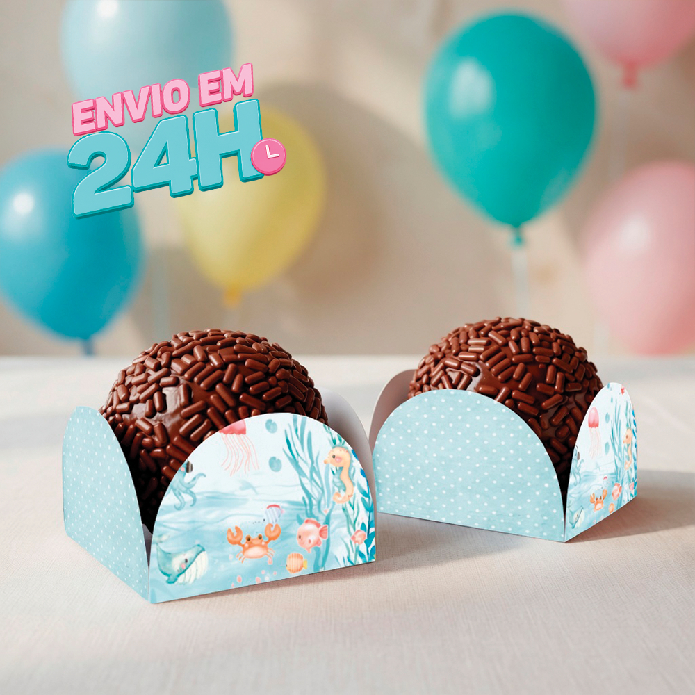 Forminha de Doces Fundo do Mar Personalizada no Tema| Lembrancinha de Festa | Aniversário | Porta Doce Festa de Anivesár