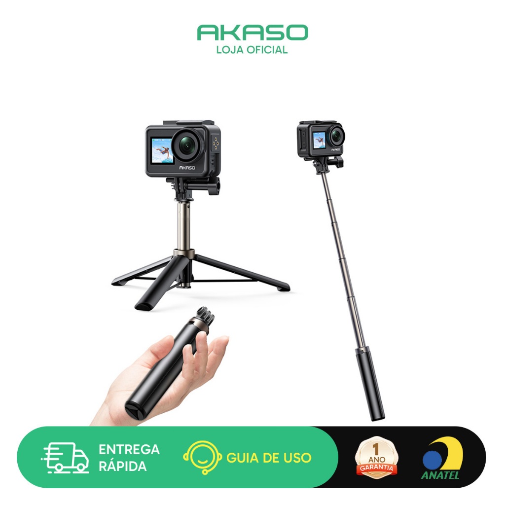 Câmera Ação AKASO Tripé e Selfie Stick Extensível 60cm