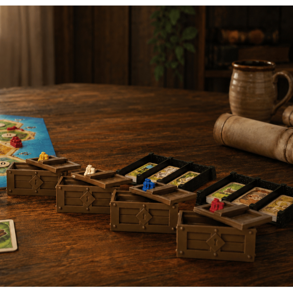 Kit Baus Organizador de Peças Cartas para Catan e Outros Jogos de Tabuleiro Sleeve Encaixe Correto Insert