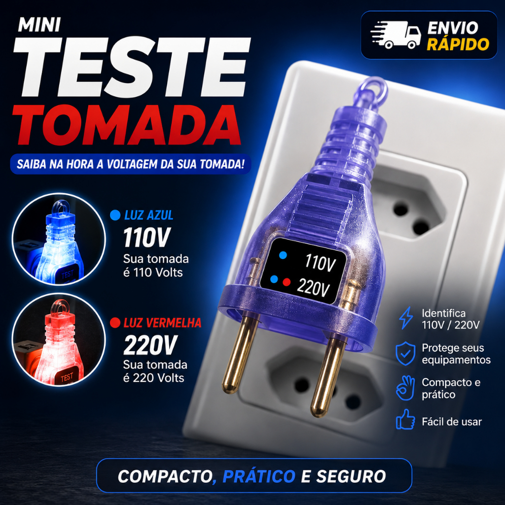 Teste identificador de Tomada 110V 220v Chaveiro Multimetro COMPACTO