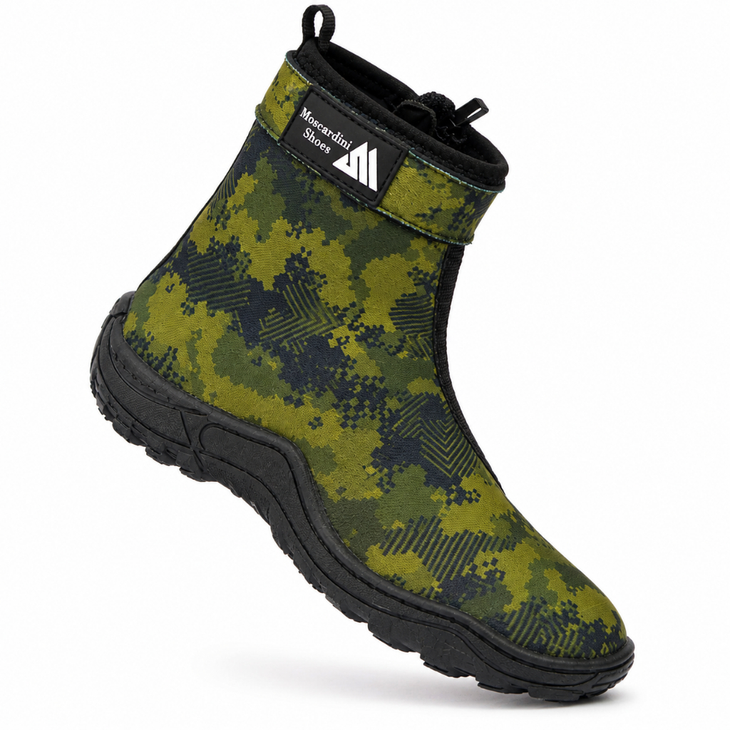 Bota Aquática Neoprene Camuflada com Zíper e Velcro Antiderrapante Trilha Pesca Cachoeira Academia