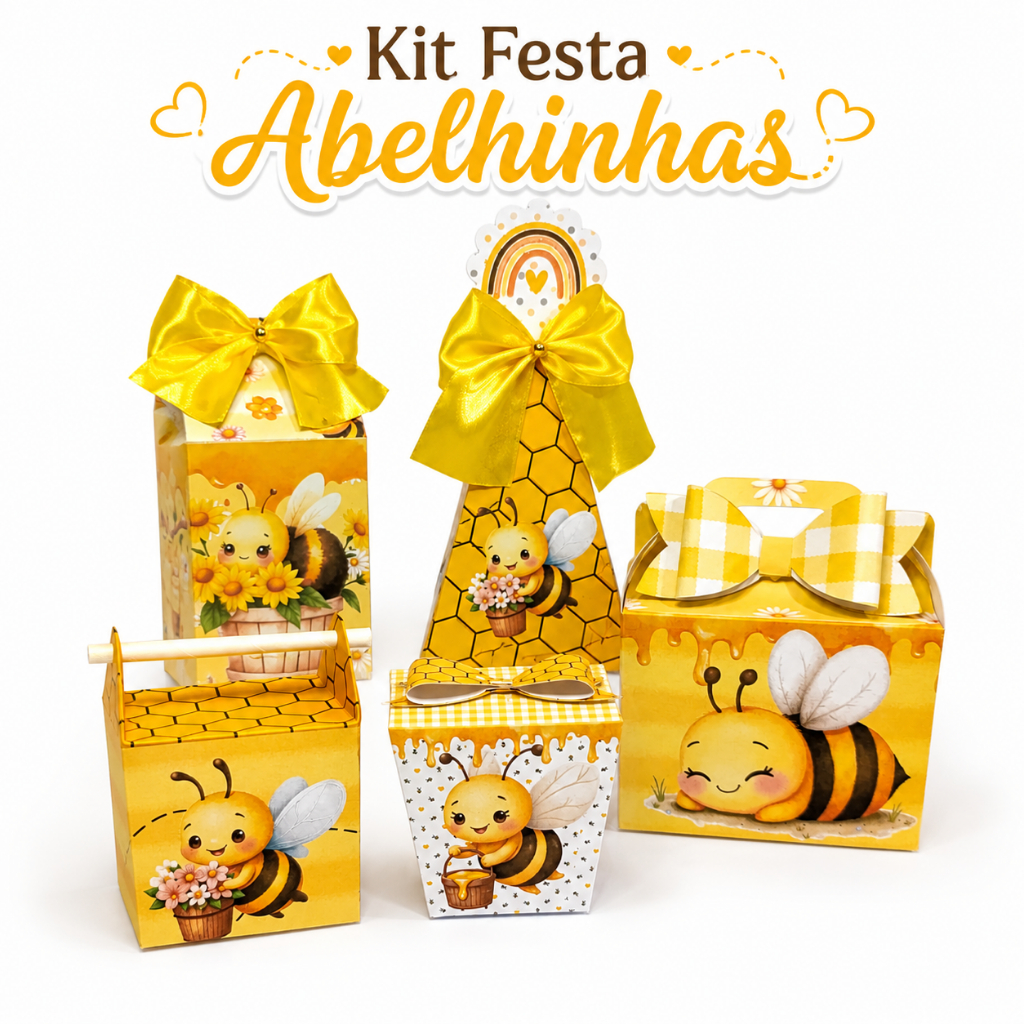 kit festa Abelhinhas, Caixinhas, Lembrancinha, aniversário, personalizados, abelhas
