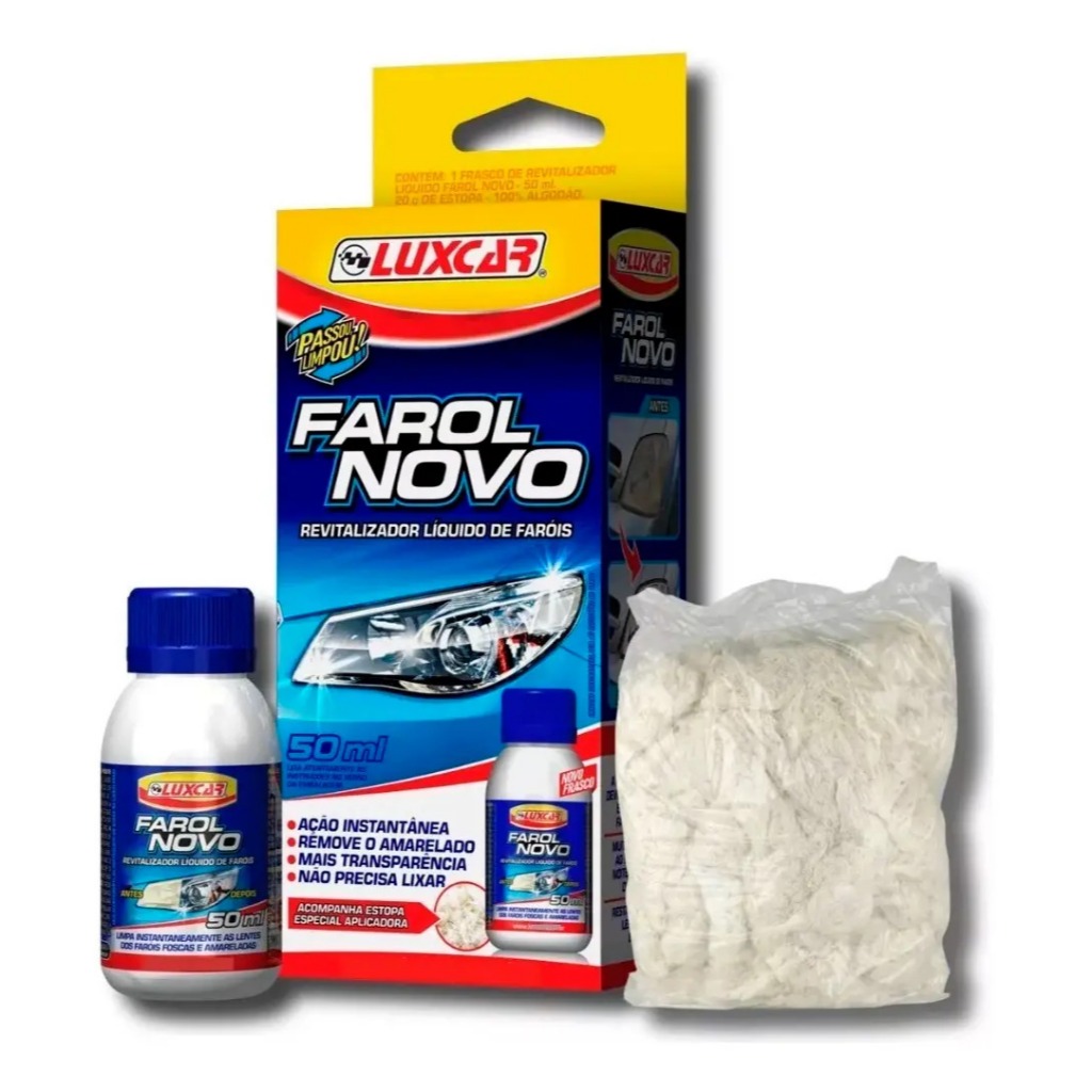 Revitalizador Líquido Farol Novo Luxcar para Faróis de Auto e Superfícies Acrílico e Policarbonato