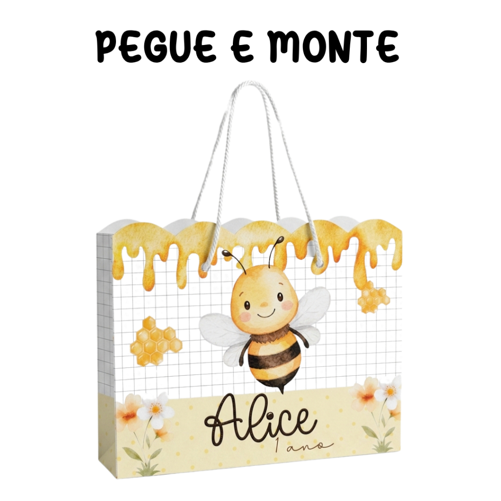 Sacolinha Personalizada Abelhinha l  Festa Infantil l  Sacola Surpresa l  Lembrancinha Luxo l Monte