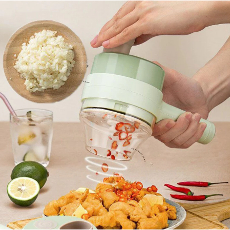 Cortador Elétrico De Legumes 4 Em 1 Sem Fio Alho Com Carregamento USB Triturador Durável Ferramenta