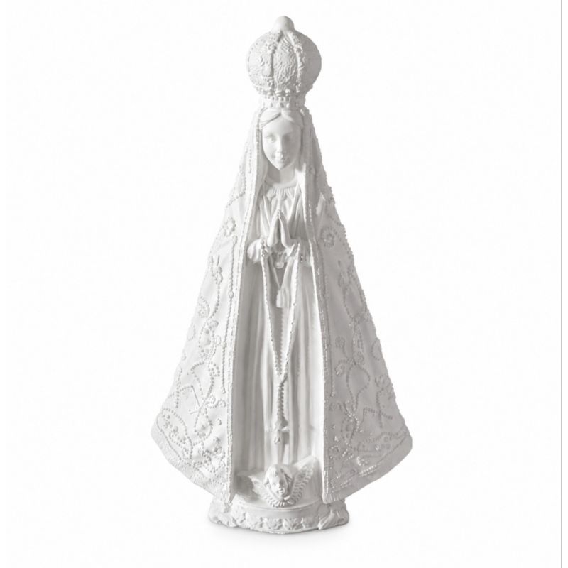 Imagem nossa senhora aparecida de 33 cm bordada/ gesso cru.