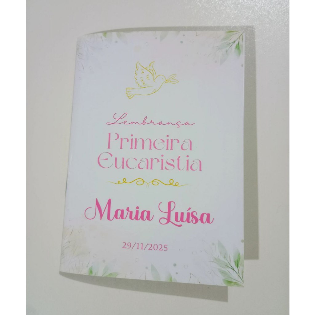 Livrinho de Orações Personalizado Infantil Lembrancinha Primeira Eucaristia, Primeira Comunhão