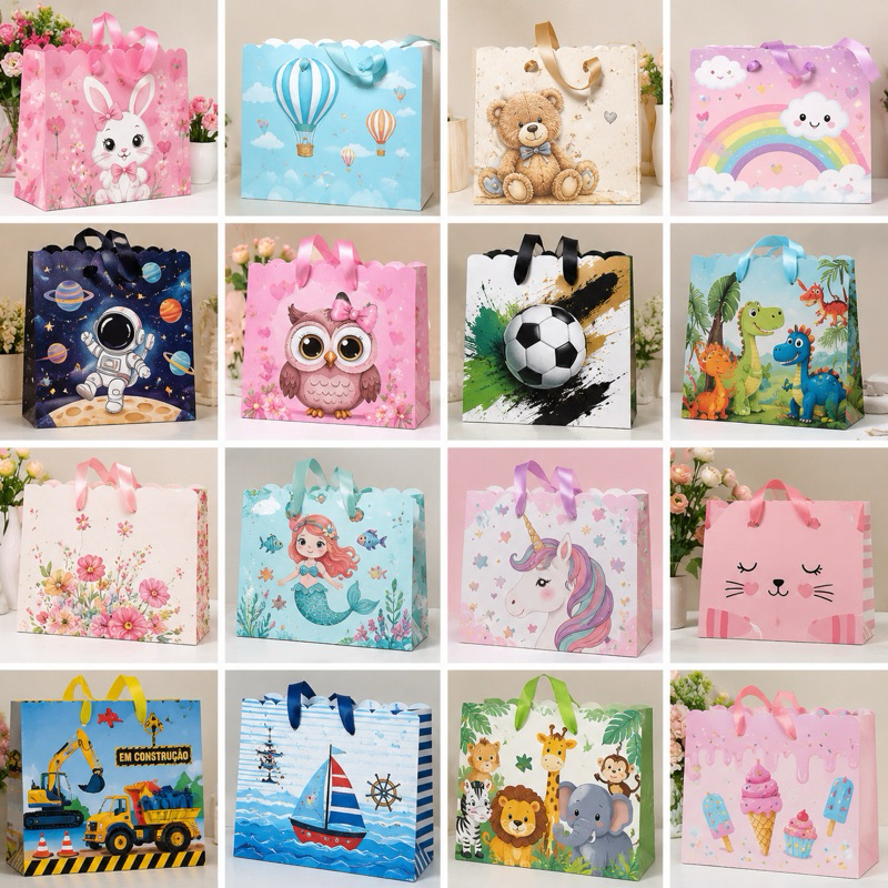Sacolinha Personalizada para Lembrancinha | Diversos Temas | Festa Infantil, Aniversário,Chá de Bebê,Casamento e Eventos