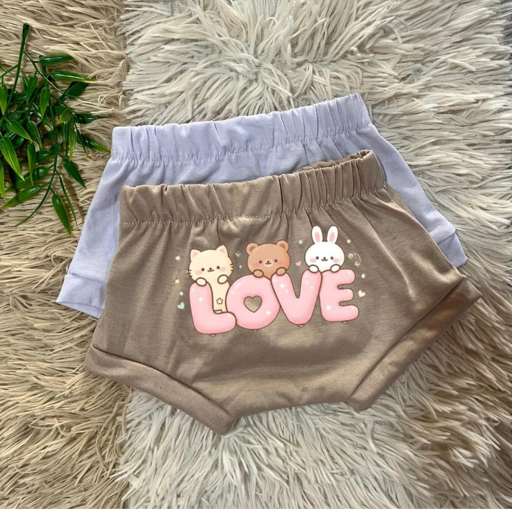 Kit 2 Tapa Fralda Bebê Infantil Short Macio Fresquinho Baby Verão Praia Enxoval Varias Cores Promoção