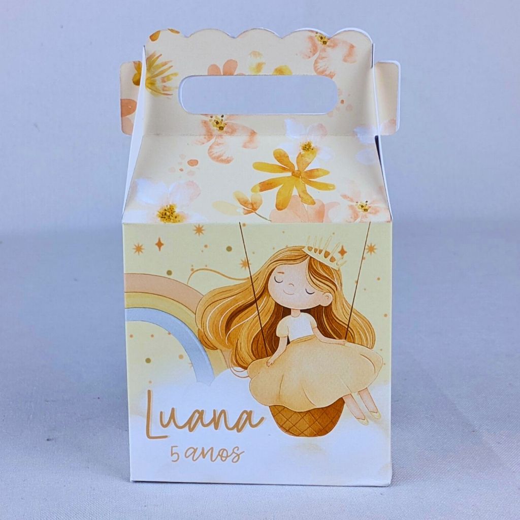 Kit 10 a 80 Caixinhas Maleta Princesas Cute Personalizada Com Alça Lembrancinha de Festa Infantil