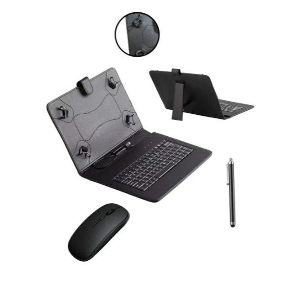 Capa Com Teclado+ Caneta+ Mouse P/ Tab Galaxy A11+/ A9+ Plus