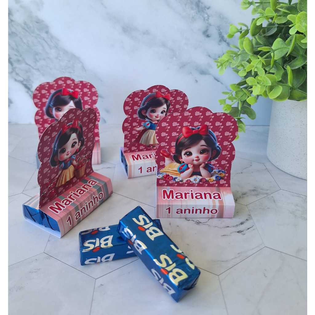 20PORTA BIS DUPLO PERSONALIZADO BRANCA DE NEVE BABY CUTE/LEMBRANCINHA ANIVERSÁRIO INFANTIL/KIT FESTA/PORTA CHOCOLATE BIS